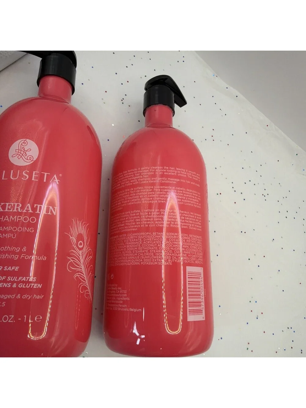 Lot Of 2 Luseta Keratin Smoothing And Nourishing Shampoo  Color Safe  33.8 oz.